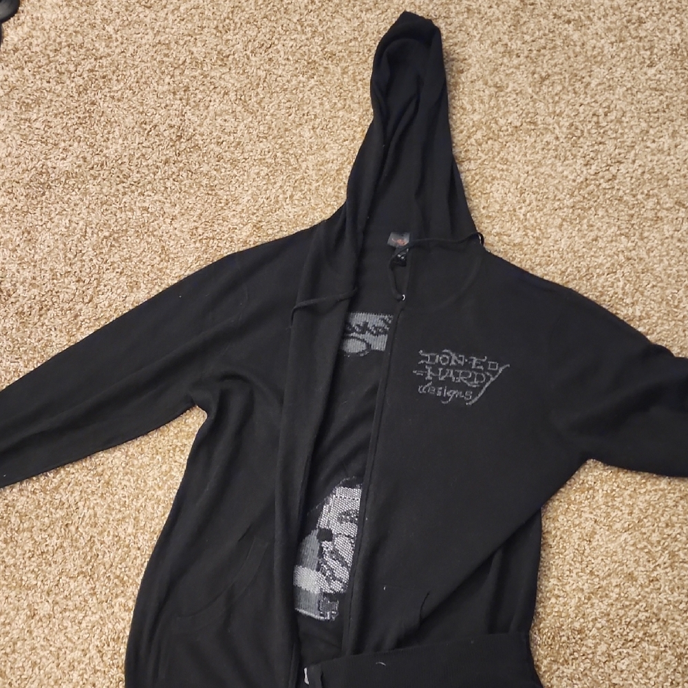 Ed Hardy Black Hoodie 2xl zip up